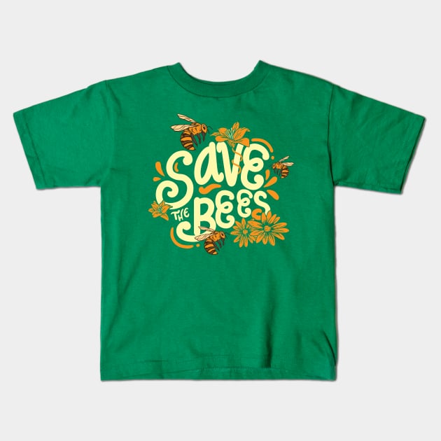 Save The Bees flowers nature honey bee lovers gift Kids T-Shirt by Lomitasu